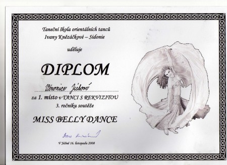 1. místo tanec s rekvizitou MISS BELLY DANCE 2008